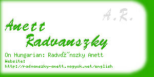 anett radvanszky business card